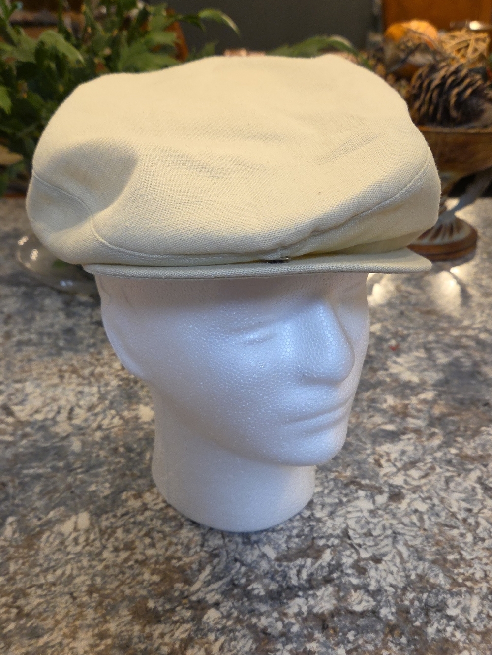 Men's Casual Cotton / Linen Cap in Cream - Unbranded